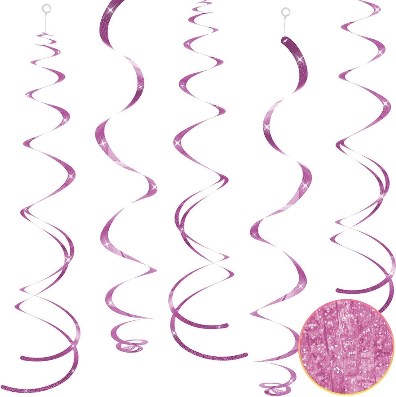 30-Piece Pink Hanging Swirl Decorations – 26" Ceiling Streamers for Parties, Lightweight Plastic Spiral Decor for Birthdays, Baby Showers, Bridal Showers & Celebrations